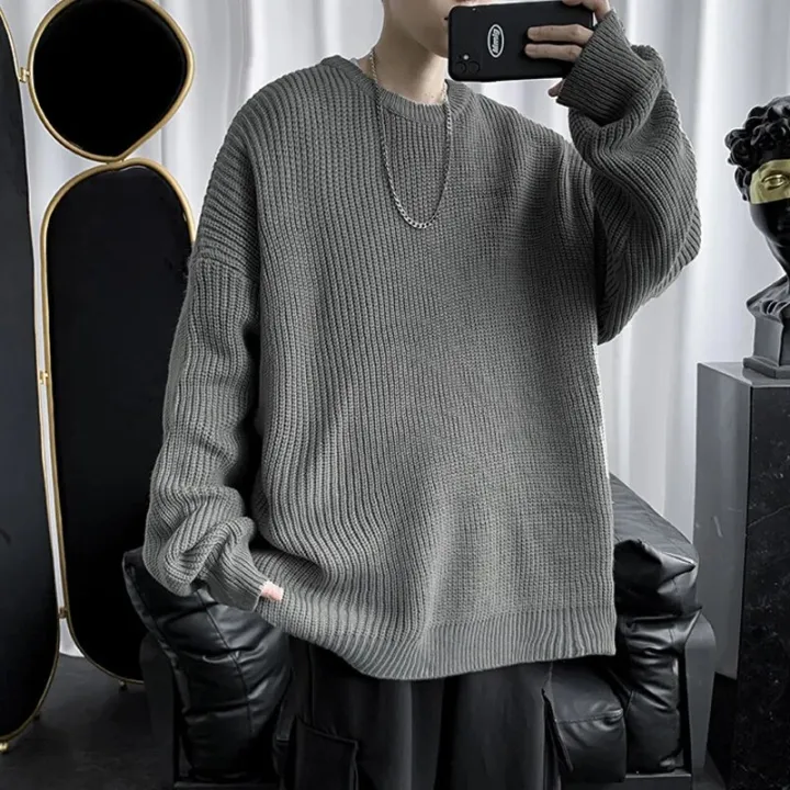 Knitted%20Sweater%20Men%20Autunmn%20Winter%20Warm%20Clothing%20Korean%20Fashion%20Long%20Sleeves%20Top%20Vintage%20Solid%20Baggy%20Pullover%20Y2K%20Male%20Clothes%20-%20Image%203