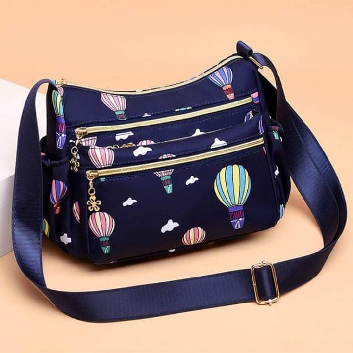 Women's Crossbody Bag Multi-functional Popular Printed Shoulder Bag Lightweight Nylon Messenger Bag