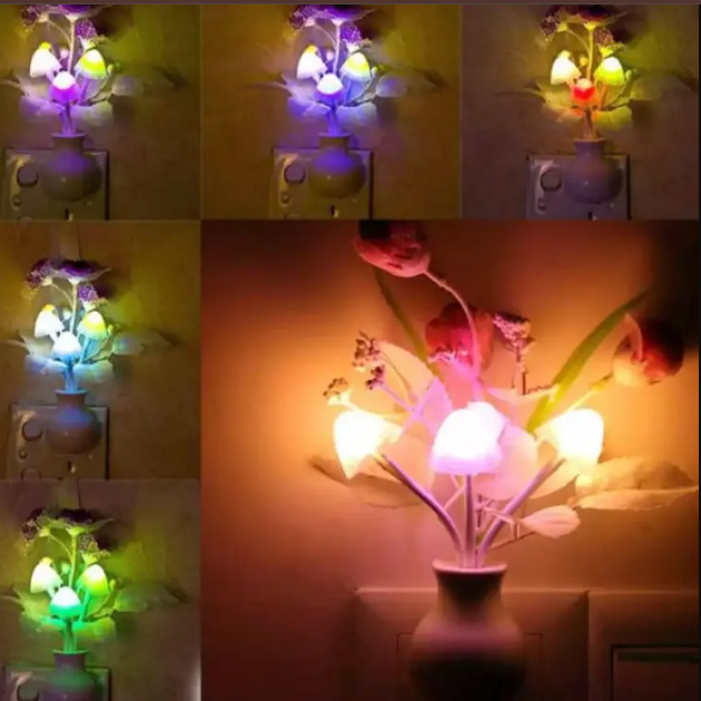 Dim Mashroom Light Green Flower - Multicolor/LED Mushroom Digital Sensor Mushroom & Flower Lamp Multi-Color