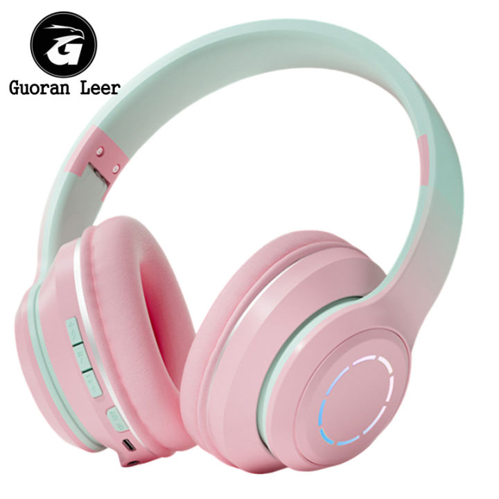 Wireless Headphones HiFi Stereo Over Ear Headphones Colorful Lighting Headset For Travel Office Cell Phone PC