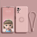 Phone Case For Redmi Note 10/10s/10 Pro/10 Pro Max Xiaomi Mi 11 Lite 5G NE Shockproof Casing Liquid Silicone Ring Bracket Soft TPU Back Cover and Lanyard.