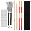 Drum Sticks Set,5A Maple Wood Drum Sticks,Drum Rods Brushes,with Bag.