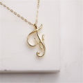 Women 26 Letters Necklace Tiny Swirl Initial Alphabet A-Z Word Cursive Chain Pendant. 