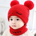 Beanies Cap Set Baby Kid Solid Color Plush Ball Baby Girls Hat And Scarf Set Winter Warm Caps For Boys Newborn Hat. 