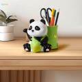 Panda Pen Holder Panda Statue Tabletop Ornament Home Decor Cartoon Organizer for Desk.