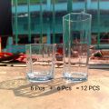 12 Pcs Mix Combo Glass Set 6 water glass + 6 shorbot glass(35+44). 