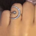 Butterfly Rings for Women Bling Crystal Rhinestones Finger Ring for Girls with Chain Tassel Finger Tip Rings.