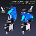 12V 20A Auto Car Boat Truck Illuminated LED Toggle Switch Control on/off with Safety Aircraft Flip up Cover Blue. 