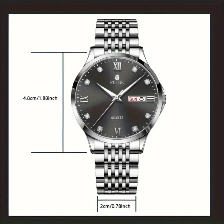 RUIGE%20Men's%20Quartz%20Watch%20With%20Steel%20Strap,%20Fashionable%20Waterproof%20Night%20Light%20Casual%20Multi-Functional%20Wristwatch%20-%20Image%202