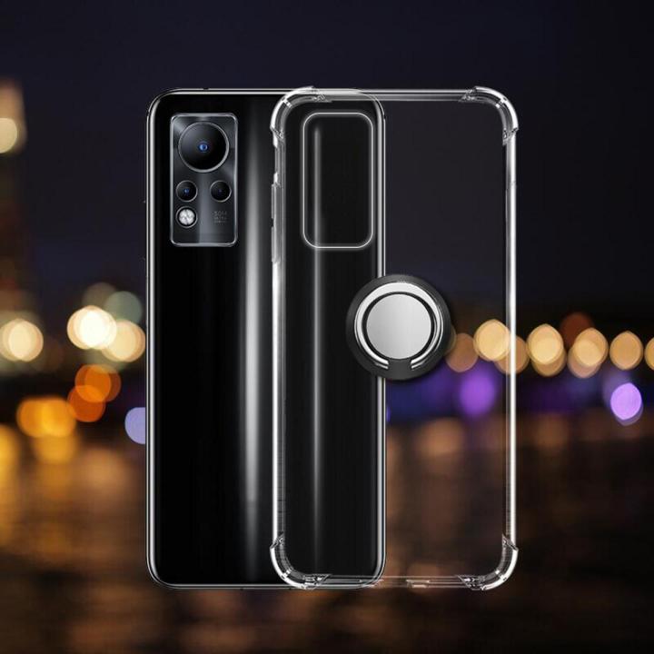 Phone Case Infinix Note11 NFC Back Cover Full Cover Shockproof Magnetic Car Ring Stand Cover Infinix Note 11 NFC Transparent Casing 360 ° Holder Ring