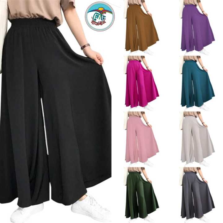 Women’s Wide Leg Palazzo Pants – Premium Micro Cherry Fabric