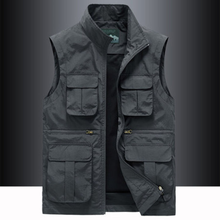 Large Size Men's Vest Fishing Hunting Summer Vests Sleeveless Tactical Military Work Coats Outdoor Multi Pocket Windproof Jacket BunnyGarden