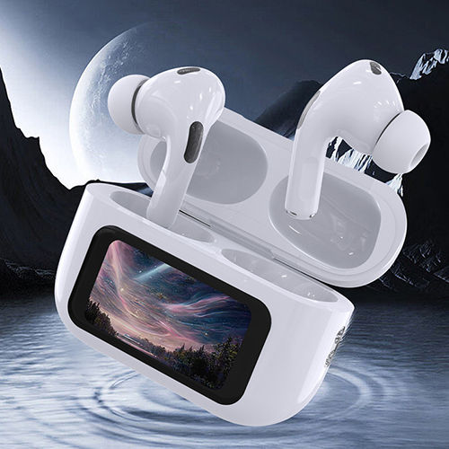 ANC/ENC wireless earphone LED screen noice bluethooth headphone