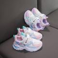 Girls' sneakers 2023 spring and autumn new mesh breathable and versatile solid sole dad shoes for medium and large children. 