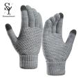 Sunnyheart Ribbed Cuffs Winter Gloves Stylish Touch Screen Winter Gloves for Women Men Warm Windproof Fashionable Knitted Gloves with Ribbed Cuffs Winter Knitted Gloves. 
