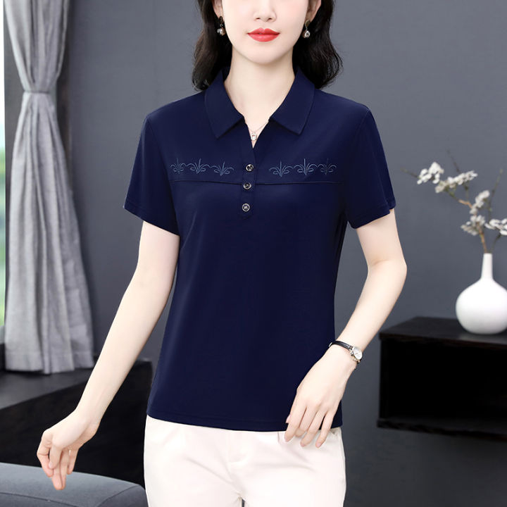 Summer%20Women's%20Casual%20Polo%20Shirt%20T-shirt%20Shirts%20Korean%20Dongdaemun%202024%20Womans%20Tops%20Luxury%20Clothing%20Short%20Sleeve%20Tee%20Clothes%20Golf%20-%20Image%205