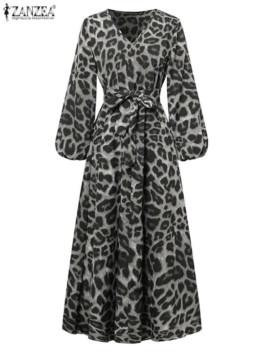 Printed%20Robe%20Dress%20Party%20Ve%20Fashion%20Maxi%20Dress%20Vintage%20Women's%20Long%20Sleeve%20Leopard%20Print%20Dress%20ZANZEA%20Fall%20Slip%20Dress%20stidos%20Women's%20V-Neck%20-%20Image%203