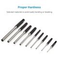 Roll Pin Punch Set with Storage Pouch, 9 Piece Steel Removal Tool Kit. 