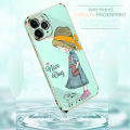 For Redmi Note 9 Back Cover Luxury 6D Plating Lovly Girl Side Pattern Soft Silicone Square Mobile Phone Case.