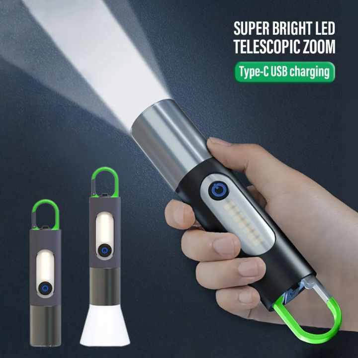 Multifunctional LED Flashlight XSP-836 Work Light USB Rechargeable Camping Fishing Lantern Waterproof Zoom Torch KeyChain Lamp