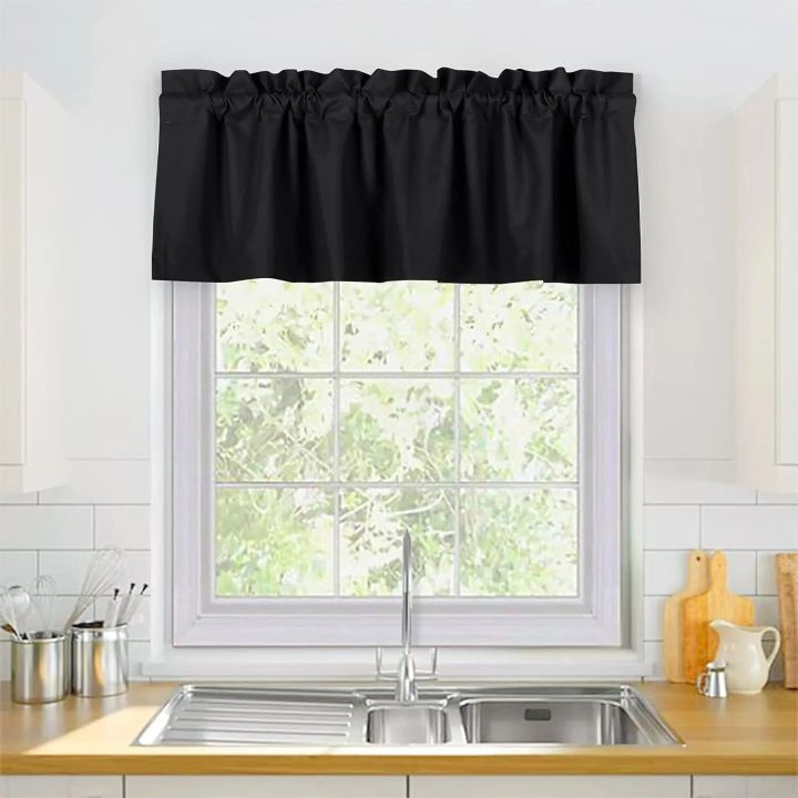 Blackout Short Curtains Thermal Insulating Half Window Tier Curtain Rod Pocket for Bedroom Kitchen RV Camper Bathroom Decoration