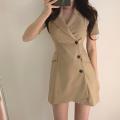 Women's Korean-Style Elegant Suit Collar Slim-Fit Sheath Dress. 
