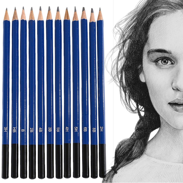 12Pcs Professional Drawing Sketching Pencil Set Sketch Art Pencils Graphite Shading Pencils for Beginners Pro Artists Stationery