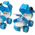 Children Adjustable Double Row Skating Patins Four Wheels Skates Shoes Children Gifts Size 25-32 (Blue). 