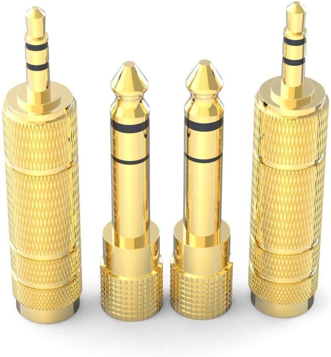 Adapter%206.35mm%20(1/4%20Inch)%20Male%20to%203.5mm%20(1/8%20Inch)%20Female%20and%203.5%20mm%20Male%20Plug%20to%206.35%20mm%20Female%20Jack,%20Audio%20Stereo%20TRS%20Converter%20Adapters%20(4%20-Pack%20Gold%20Plated)%20-%20Image%202