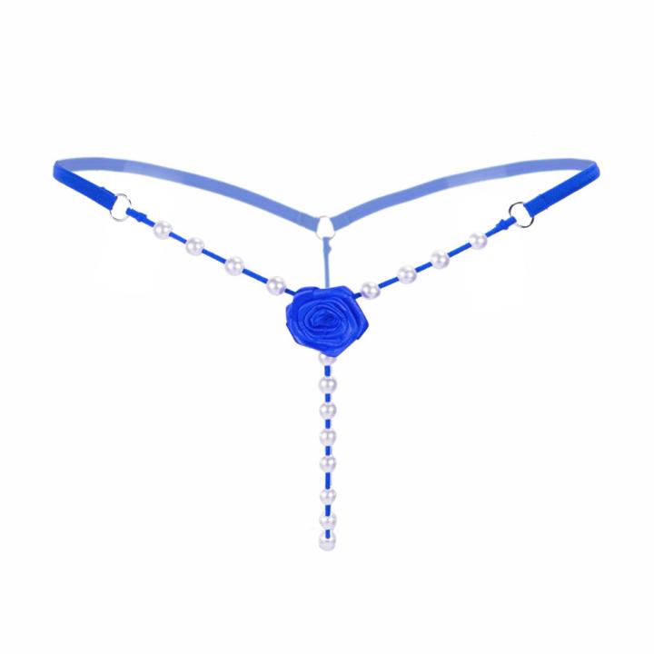 Transparent Crotchless String Bead G-string Lingerie for Porno Outfit Thongs Women Underwear Pearl Open Panties