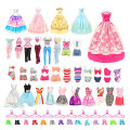 Doll Accessories for Barbie Doll Clothes Mixed Mini Dress Up Set Fashion Clothes High Heels Shoes Doll Part Children Toy Gifts.