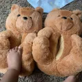 Hot Women Charmingly Naive Plush Warm Cotton Slippers Lovers Leisure House Furry Teddy Bear Slides Cartoon Creative Flip Flops. 