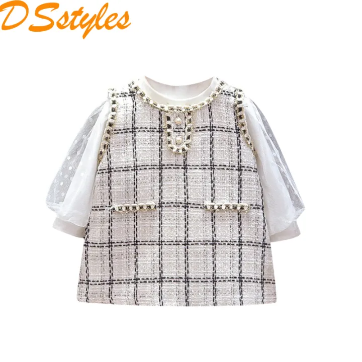 DSstyles%20Baby%20Girls%20Dress%20Set%20Casual%20Long%20Puff%20Sleeves%20T-shirt%20Plaid%20Knitted%20Tank%20Dress%20With%20Pearl%20Button%20Trim%20Outfit%20For%20Kids%20Toddler%20Girls%20Gifts%20-%20Image%209