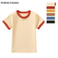 100% Cotton Small Children Summer Short Sleeve T shirt Boys Girls Color Matching Soft Comfy Tops Tees Kids T-shirts Casual. 