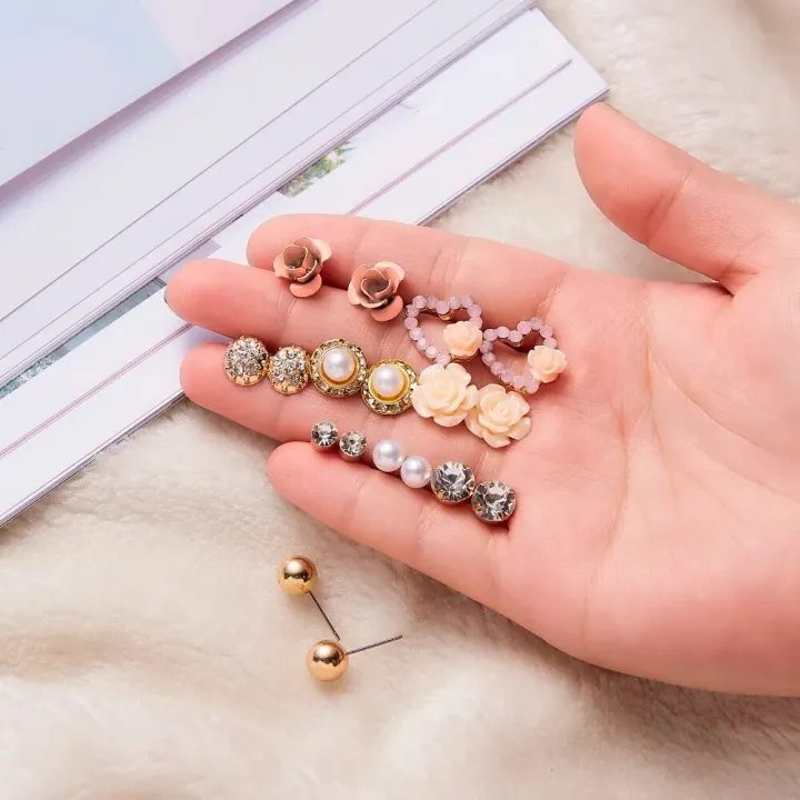 9%20Pairs/Set%20Women's%20Crystal%20Pearl%20Flower%20Ear%20Studs%20Earrings%20Elegant%20Jewelry%20Gift%20Crystal%20Stud%20Earring%20Sets%20Mix%20Jewelry%20-%20Image%203