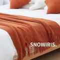 Factory Direct Deliver Morandi Knitted Blanket B & B Bed Runner Blanket Bed Towel Living Room Nap Blanket Light Luxury Sand. 