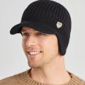 Men Winter Knitted Hat Outdoor Cycling Ear Protection Warmth Peaked Cap Casual Fashion Sunhat Bomber Hats 56-61CM. 