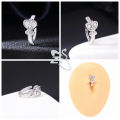 ZS 1 Piece Butterfly Shape 14G Belly Button Ring CZ Crystal Navel Piercings Click Reverse Curved Navel Barbell Body Jewelry 10MM.