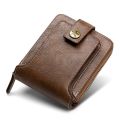 【linfang store】NEW men's classic small leather wallet men's short wallet with buckle and zipper port ville clutch men.