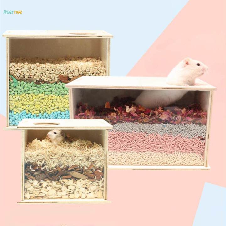 Hamster Digging Box Hamster Sand Bath Box Bed Visible Playing Hideout Rest Hutch Bathroom Sand Bath Container for Gerbils Chinchillas Mice , 20cmx16cmx18cm
