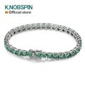KNOBSPIN D VVS Original Green Moissanite Tennis Bracelets for Women Men Lab Diamond with GRA Wedding Jewelry 925 Sliver Bracelet.