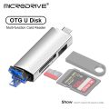 6 in 1 OTG SD TF Card Reader High-speed Transmission Adapter USB Flash Drive Adapter Type C USB2.0 Micro USB Card Reader for PC.