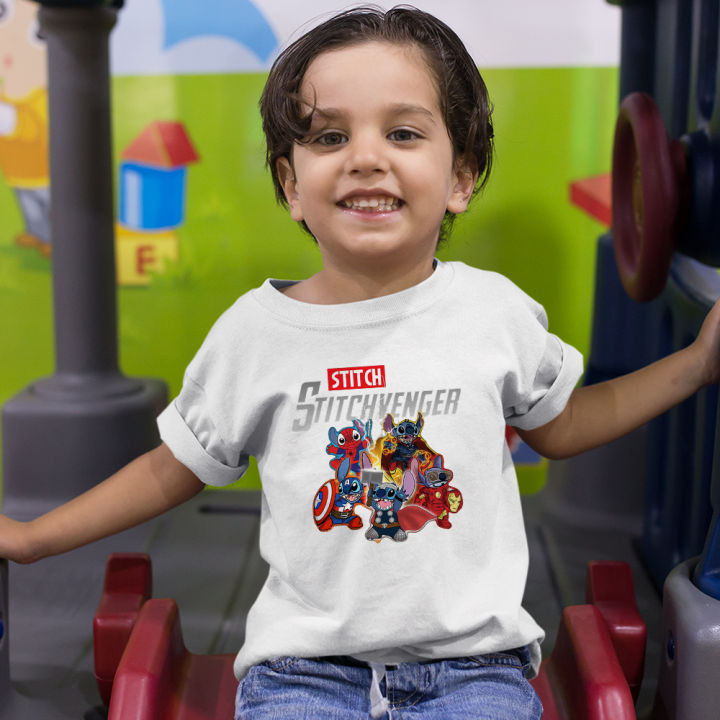Disney Creativty Kids T-Shirts Outdoor Stitchvenger Print Funny White 3-12 Years Girls Clothes Unisex Child T Shirt