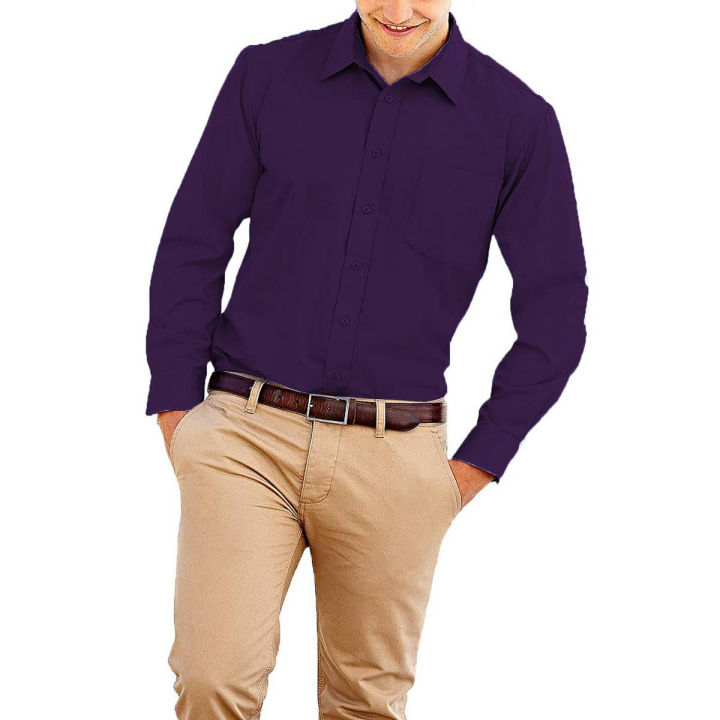 Purple Cotton Formal Shirt for Men