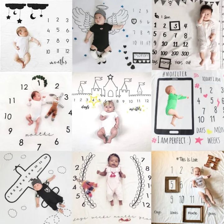 Newborn Baby Monthly Growth Milestone Blanket Photography Accessories for Rug Baby Boy Girls Photography Props Background Cloth