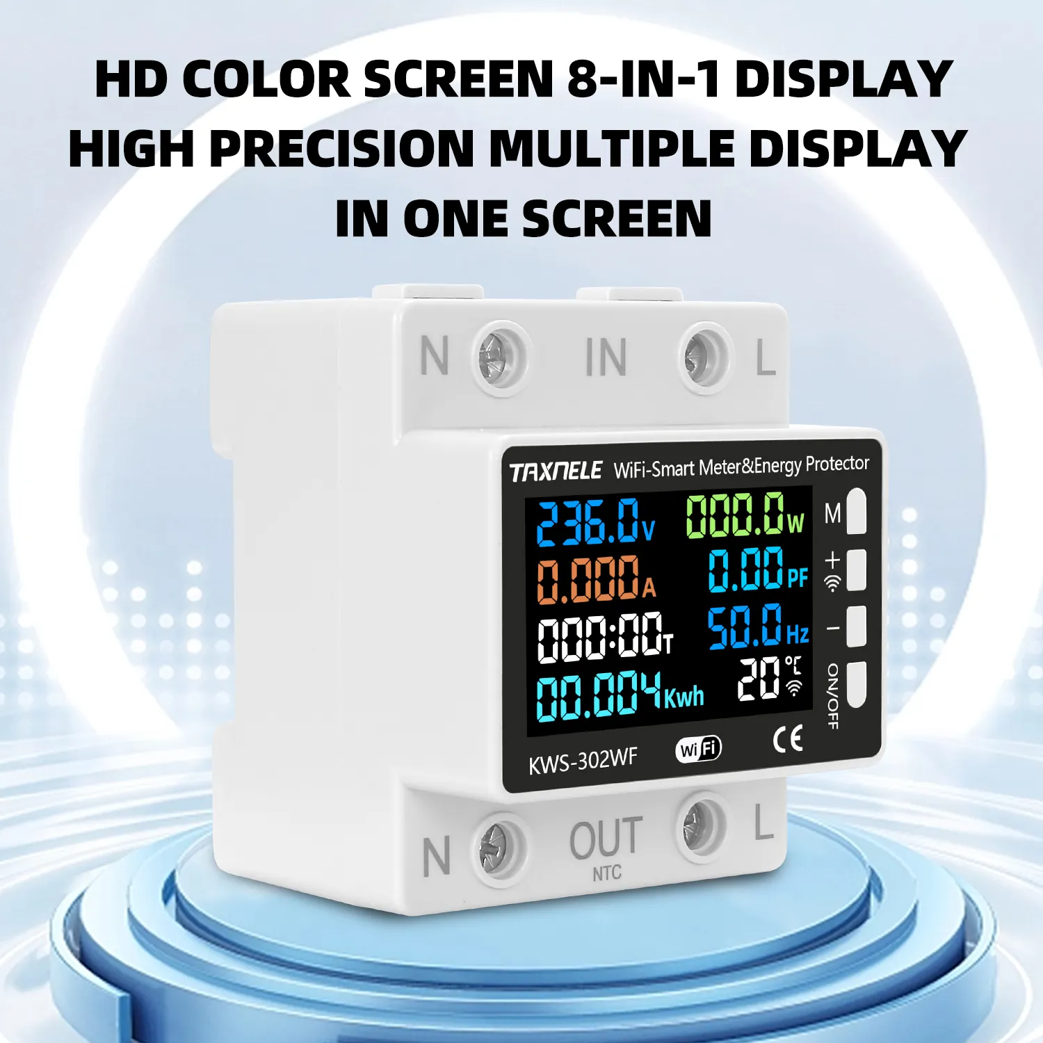 TUYA WiFi Smart Power Meter Over Under Voltage Protection Relay Switch Circuit Breaker Energy kWh Temperature Meter Smart Life