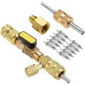 R410A R22 Valve Core Remover Installer Tool with Dual Size SAE 1/4 & 5/16 Port for R404A R407C R134A R12 R32 HVAC System. 