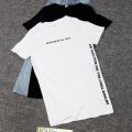 2023 Mid-Length T T-shirt Women's Short Sleeve Loose Summer Letters Slit Overknee round Neck T Women's T-shirt.