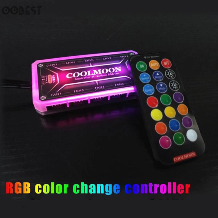 RGB Fans Remote Controller 12V 5A Color Controller with 10pcs 6pin Fan Port 2pcs 4pin Light Bar Port with Nice material