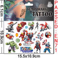 Marvel Spiderman Tattoo Sticker Action Figure Anime Iron Man Avengers Waterproof Tattoo Sticker For Boys Toys Kids Birthday Gift Superman. 
